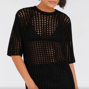 Dissh Black Crochet Cover Up Sweater